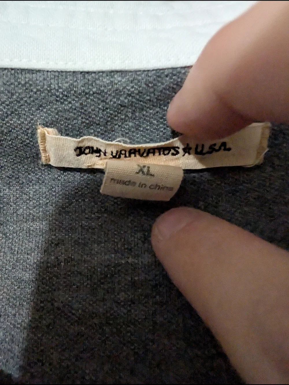 John Varvatos Gray Polo with White Contrast Collar - Picture 4 of 4